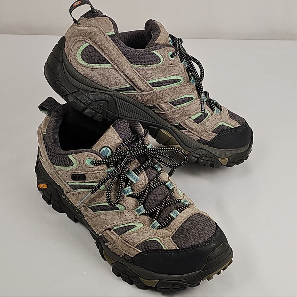 Merrell Women’s Moab 2 Hiking Shoes Size 8.5 Gray Mint Vibram Outdoor